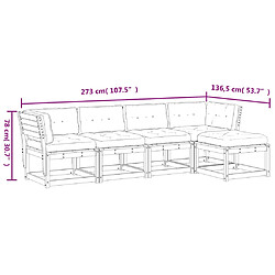 Acheter vidaXL Salon de jardin 5 pcs avec coussins blanc bois massif de pin