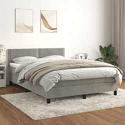 vidaXL Sommier à lattes de lit et matelas Gris clair 140x200cm Velours 