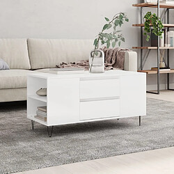 vidaXL Table basse blanc brillant 102x44,5x50 cm bois d'ingénierie 