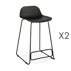 Mes Lot de 2 tabourets de bar H66 noir et pieds noirs - FLODEN