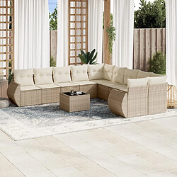 Maison Chic Salon de jardin 11 pcs avec coussins | Ensemble de Table et chaises | Mobilier d'Extérieur beige résine tressée -GKD38778