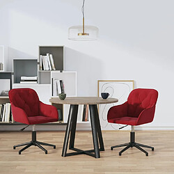 vidaXL Chaises pivotantes à manger lot de 2 Rouge bordeaux Velours 