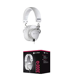 Prodipe Casque SONO Audio Studio Professionnel PRO 3000 Blanc, Casque Filaire 3.5mm + Adaptateur 6.35mm, Casque de Monitoring, Son Parfait