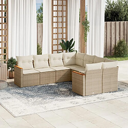 Maison Chic Salon de jardin avec coussins 8 pcs | Ensemble de Table et chaises | Mobilier d'Extérieur beige résine tressée -GKD39833