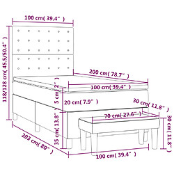 vidaXL Sommier à lattes de lit avec matelas Noir 100x200 cm Similicuir pas cher