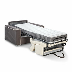 Inside 75 Fauteuil convertible EXPRESS CANBERRA 70cm matelas 16cm bicolore microfibre ivoire et gris anthracite pas cher