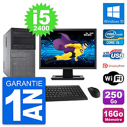 PC Tour Dell 790 MT Ecran 22" Core i5-2400 RAM 16Go Disque 250Go Windows 10 Wifi - Occasion