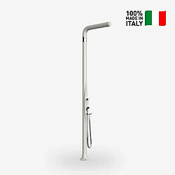 Douche extérieure de jardin au design moderne avec mitigeur Arkema Design Funny Yang T245, Couleur: Blanc