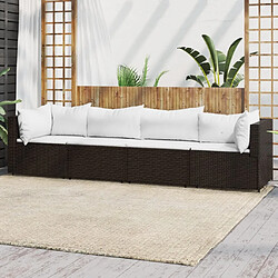 vidaXL Salon de jardin 4 pcs avec coussins Marron Résine tressée 