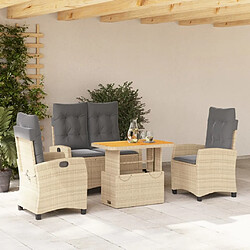 Maison Chic Ensemble à manger d'extérieur 4 pcs avec coussins,Salon de jardin,Mobilier de jardin beige résine tressée -GKD853393