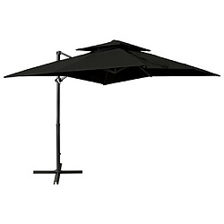 vidaXL Parasol de jardin en porte-à-faux à double toit 250x250 cm noir 