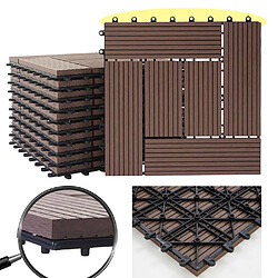 Acheter Decoshop26 Carrelage de sol WPC balcon terrasse aspect bois 11 pièces 30x30cm 1m² décalage en teck couleur café 04_0005438