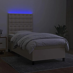 Avis vidaXL Sommier à lattes de lit et matelas et LED Crème 100x200cm Tissu