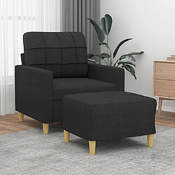 vidaXL Fauteuil avec repose-pied Noir 60 cm Tissu