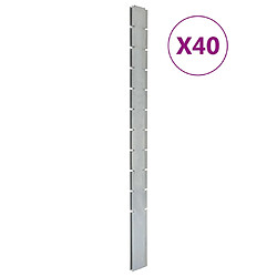 vidaXL Poteaux de clôture 40 pcs argenté 260 cm acier galvanisé 