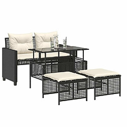 Avis Maison Chic Salon de jardin avec coussins 4 pcs, Ensemble Tables et chaises de jardin,, Ensemble Tables et chaises de jardin, noir résine tressée verre -GKD253271