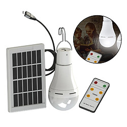 Lampe De Tente D'ampoule LED Alimentée Par Panneau Solaire Portatif Jardin Camping 7W