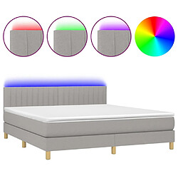 Sommier à lattes et matelas LED,Cadre à lattes de lit pour Adulte Gris clair 160x200 cm Tissu -MN82214