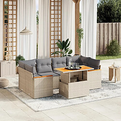 vidaXL Salon de jardin avec coussins 7 pcs beige résine tressée 