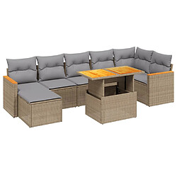 vidaXL Salon de jardin avec coussins 8 pcs beige résine tressée