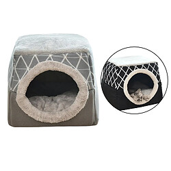 2 En 1 Lit Doux Pour Chat Pour Animaux De Compagnie Chenil Chiot Grotte Tapis De Nid Chaud Gris XL