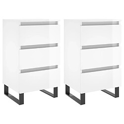 vidaXL Tables de chevet 2 pcs blanc brillant 40x35x69 cm