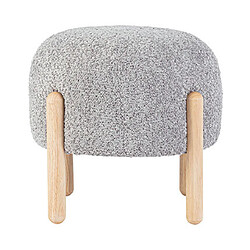 Mes Tabouret rond 45x45x38 cm en tissu bouclette gris - STERCK