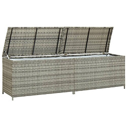 Avis Helloshop26 Coffre boîte meuble de jardin rangement résine tressée 200 x 50 x 60 cm gris 02_0013122