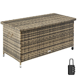 Tectake Coffre de jardin KIRUNA en rotin synthétique 120x55x61,5cm 270 L - marron naturel