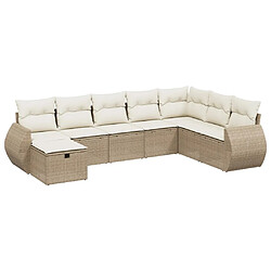 vidaXL Salon de jardin avec coussins 8 pcs beige résine tressée