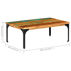 vidaXL Table basse 100x60x35 cm Bois de récupération solide pas cher