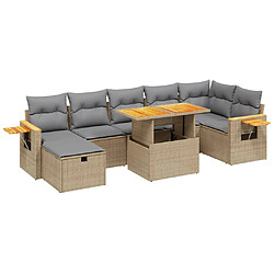 vidaXL Salon de jardin avec coussins 8 pcs beige résine tressée