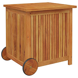 Helloshop26 Coffre boîte meuble de jardin rangement avec roues 60 x 50 x 58 cm bois acacia 02_0013066