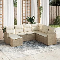 vidaXL Salon de jardin avec coussins 7 pcs beige résine tressée 