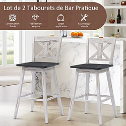 Helloshop26 Lot de 2 tabourets de bar h109 cm siège pivotant 360° avec repose-pieds antidérapants en bois d'hévéa pour maison restaurant 20_0003156 pas cher