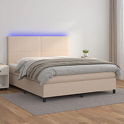 vidaXL Sommier à lattes de lit avec matelas LED Cappuccino 160x200 cm