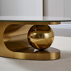 Avis Inside 75 Table basse design SPHERE GOLD 130 base métal doré plateau marbre blanc