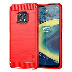 Coque en TPU MOFI antichoc, léger, texture fibre de carbone, rouge pour votre Nokia XR20