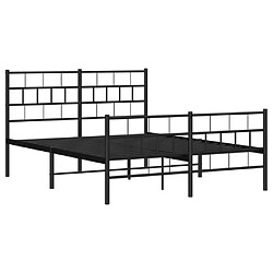 Acheter Maison Chic Lit adulte - Lit simple Cadre de lit métal avec tête de lit/pied de lit,Structure du lit Contemporain pour chambre noir 135x190 cm -MN93125