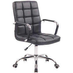 Decoshop26 Fauteuil de bureau sur roulettes hauteur réglable pivotant accoudoirs en PVC noir 10_0002457