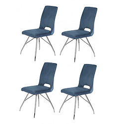 Meubletmoi Lot de 4 chaises velours bleu marine - BELLA