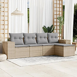 vidaXL Salon de jardin avec coussins 5 pcs beige résine tressée 