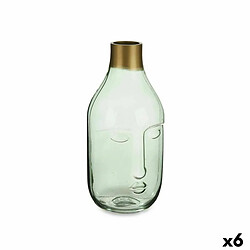 Gift Decor Vase Visage Vert verre 11 x 24,5 x 12 cm (6 Unités)