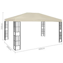 vidaXL Tonnelle 3x4 m Crème pas cher