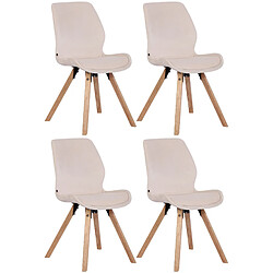 Decoshop26 Lot de 4 chaises de salle à manger design scandinave en velours crème et pieds en bois clair 10_0001855