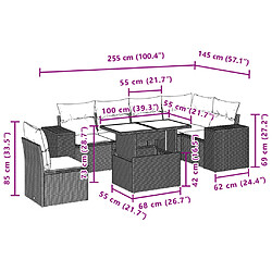 vidaXL Salon de jardin avec coussins 7 pcs beige résine tressée pas cher