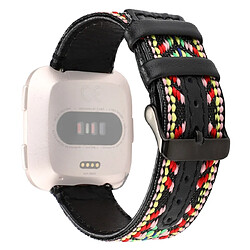 Wewoo Bracelet pour montre connectée Fitbit Versa Style ethnique en cuir véritable coloré