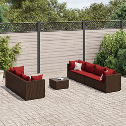 vidaXL Salon de jardin avec coussins 8 pcs marron résine tressée 