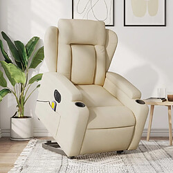 Maison Chic Fauteuil Relax pour salon, Fauteuil inclinable de massage électrique Crème Tissu -GKD10914