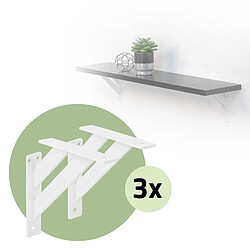 ML-Design 6x Équerres étagère mural support d'angle en aluminium blanc robuste 180x180 mm